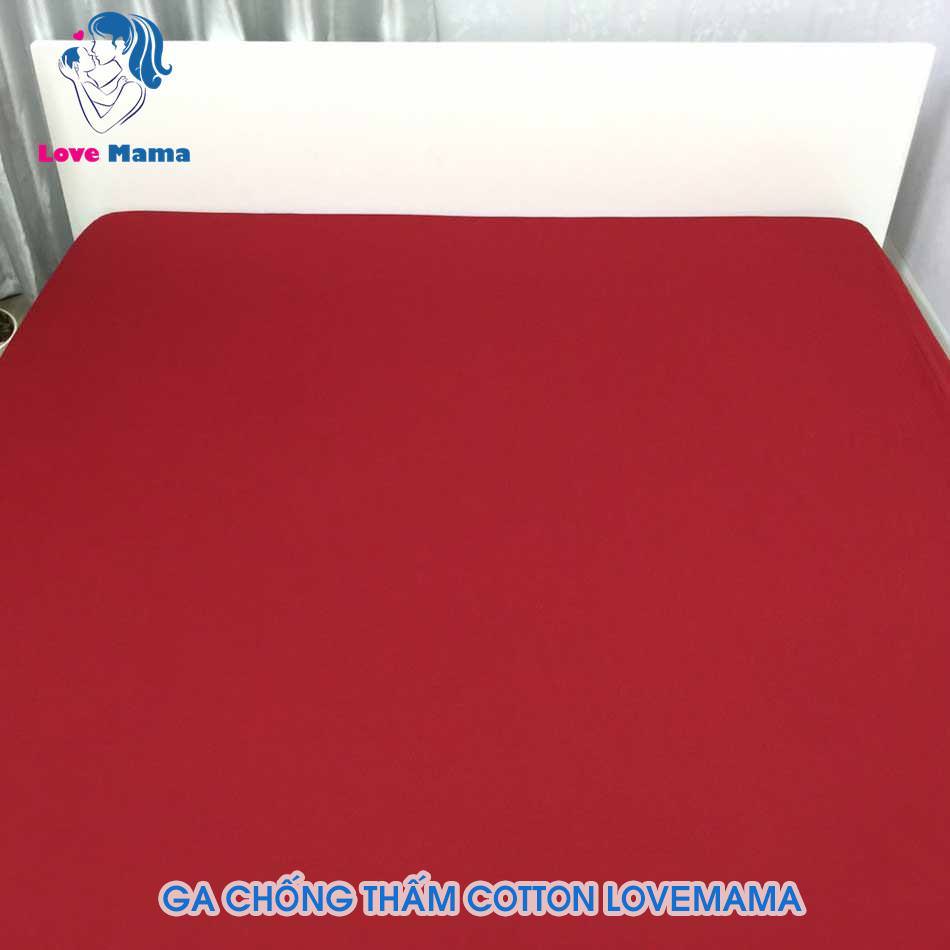 Drap chống thấm trơn màu đỏ vải Cotton phủ Nano chống thấm nước